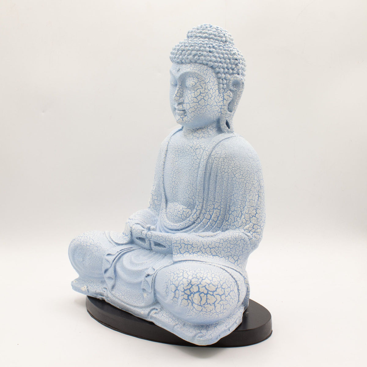 * Lampe Bouddha en méditation – Bleu ciel et socle ovale