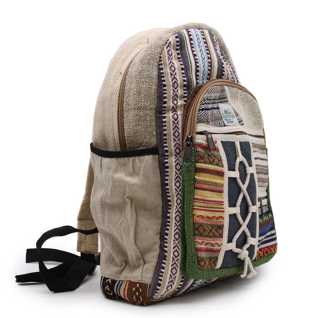 Grand Sac à Dos en Chanvre – Style Corde & Poches | Artisanal Népal