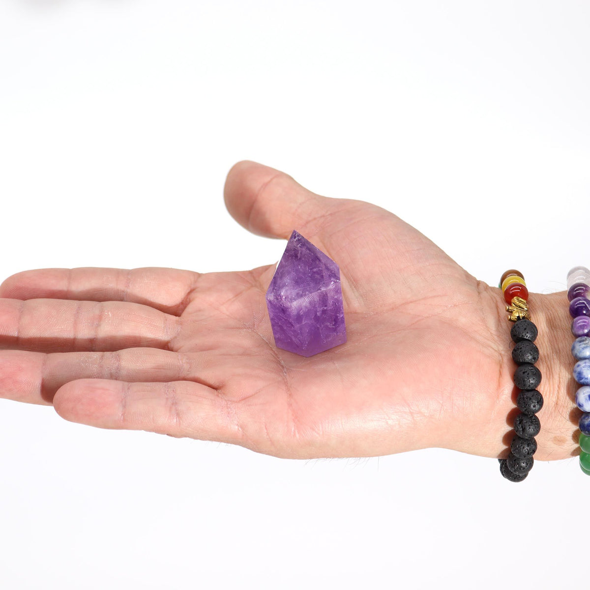 Petite pointe d’améthyste violette polie (env. 4 à 5,5 cm)