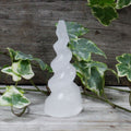 Tour en sélénite spiralée, corne de licorne – 10 cm