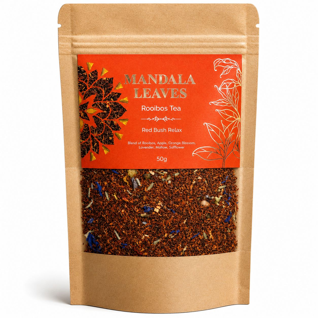 Red Bush Relax 50g – Rooibos Lavande Pomme & Orange | Infusion Relaxante Artisanale Sachet