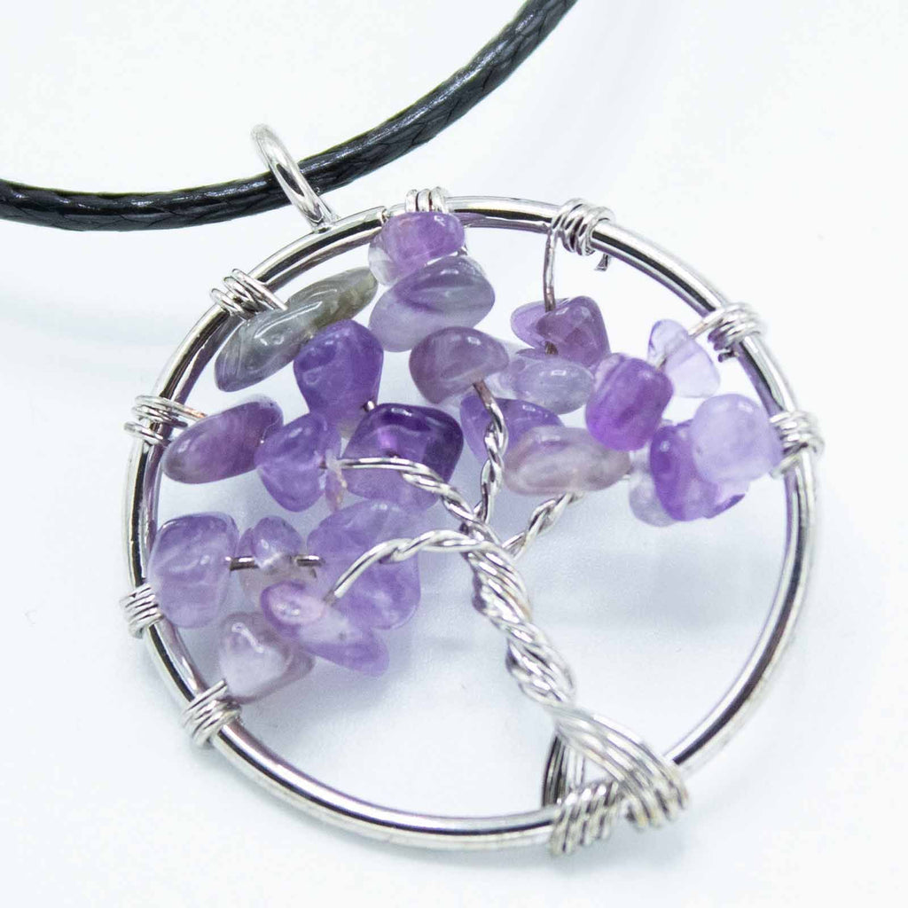 Pendentif arbre de vie en améthyste