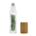 * Flacon roll-on pour huiles essentielles en aventurine – 5 ml, bouchon en bois et bille en aventurine
