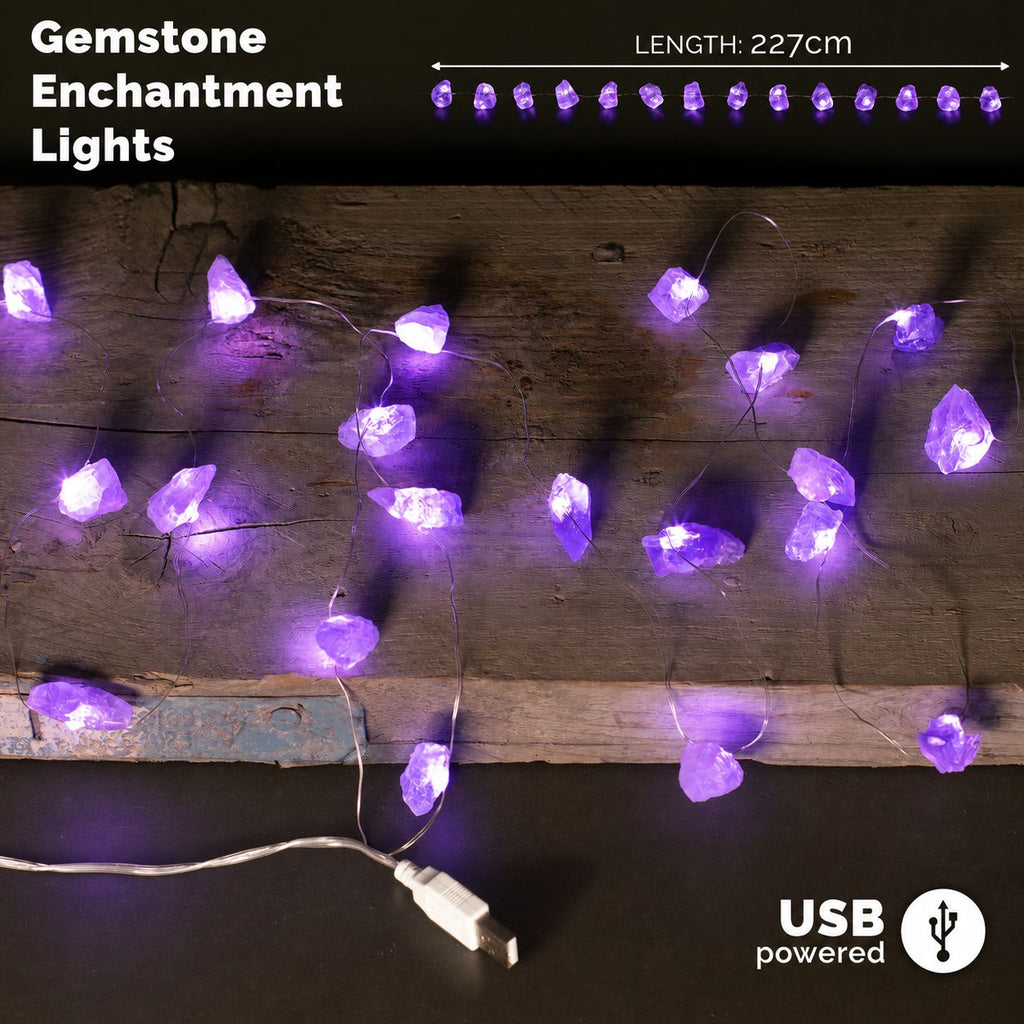Guirlande lumineuse en améthyste avec connexion USB (227 cm)