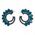 * Boucles d’oreilles créoles en verre vintage vert sarcelle