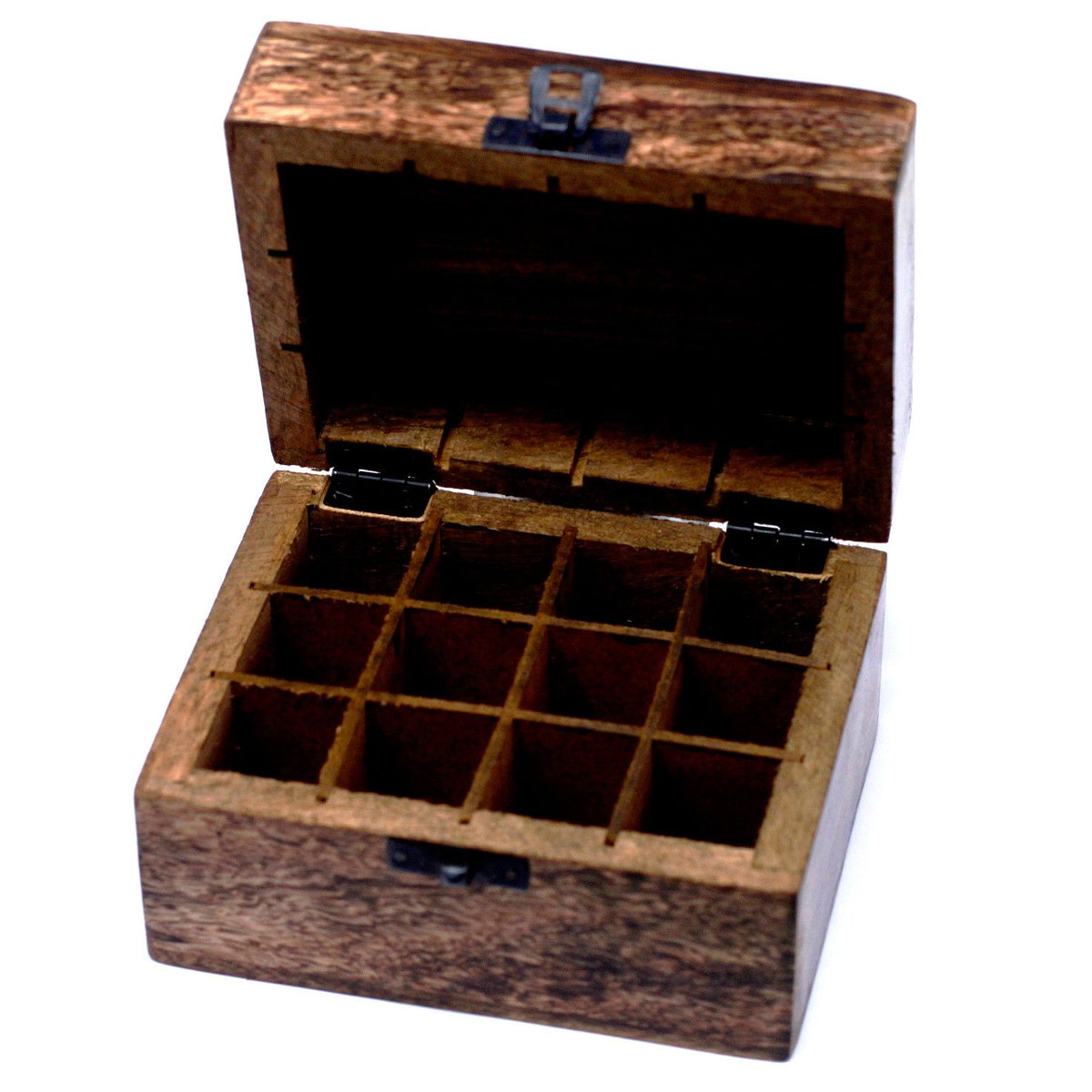 * Coffret d’aromathérapie en bois de manguier – AW – 12 flacons
