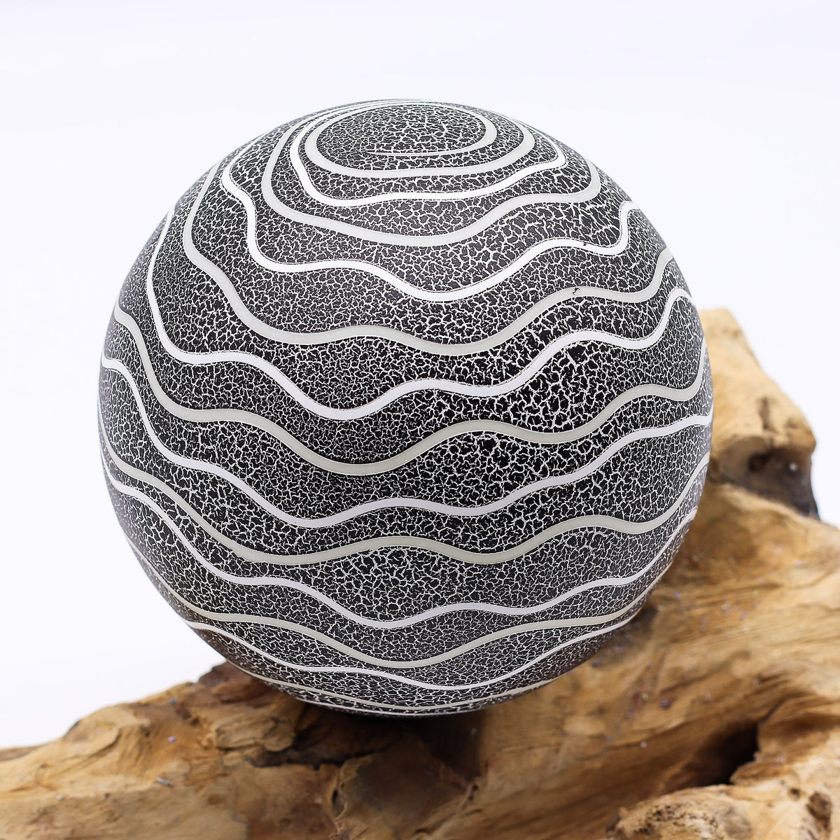 * Lampe DriftGlow en bois flotté, abat-jour Luna gris