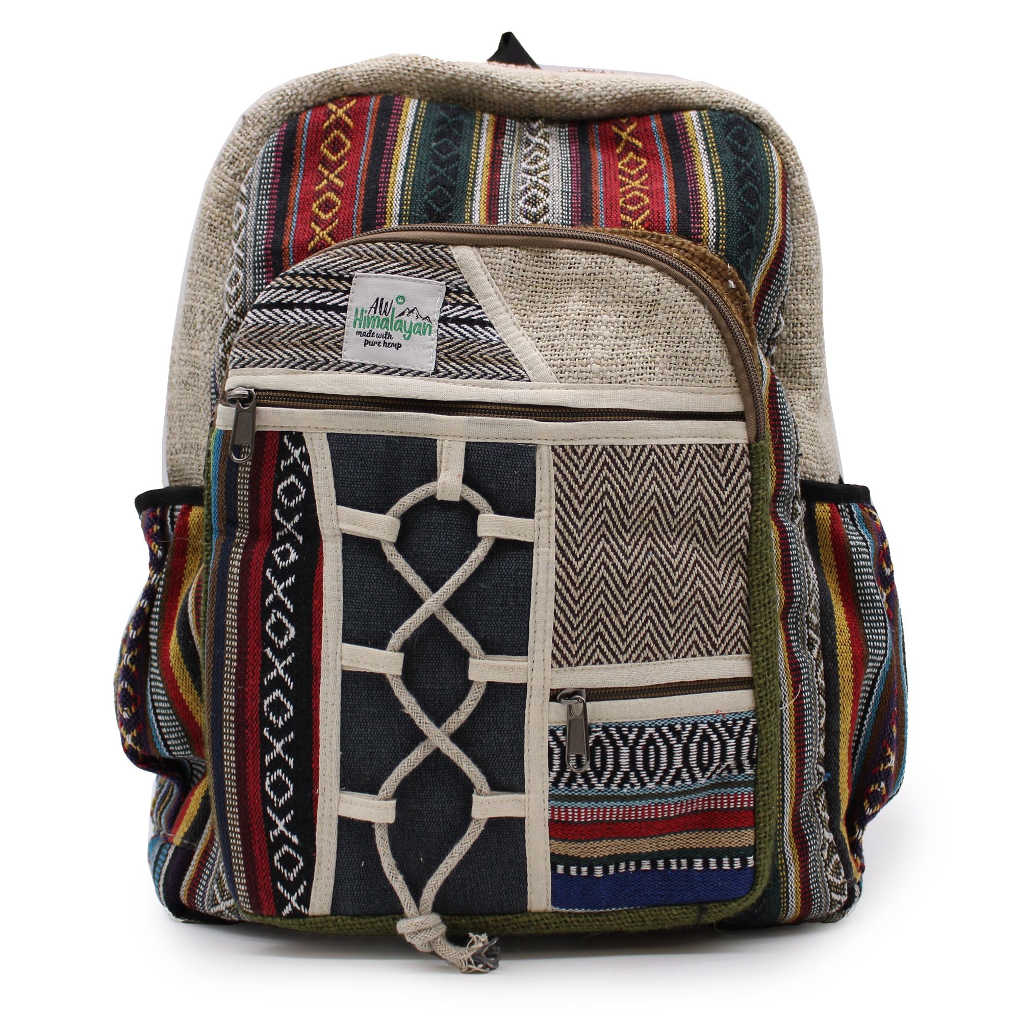 Grand Sac à Dos en Chanvre – Style Corde & Poches | Artisanal Népal