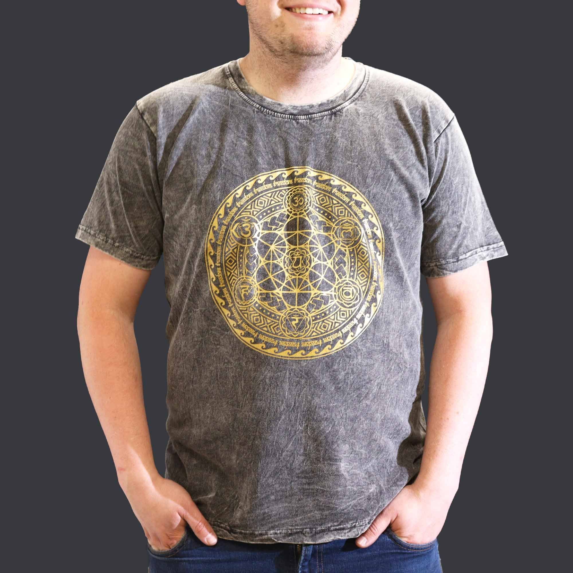 * T-Shirt en Coton Délavé Nomad Sari – Chakra – Gris Foncé – XL