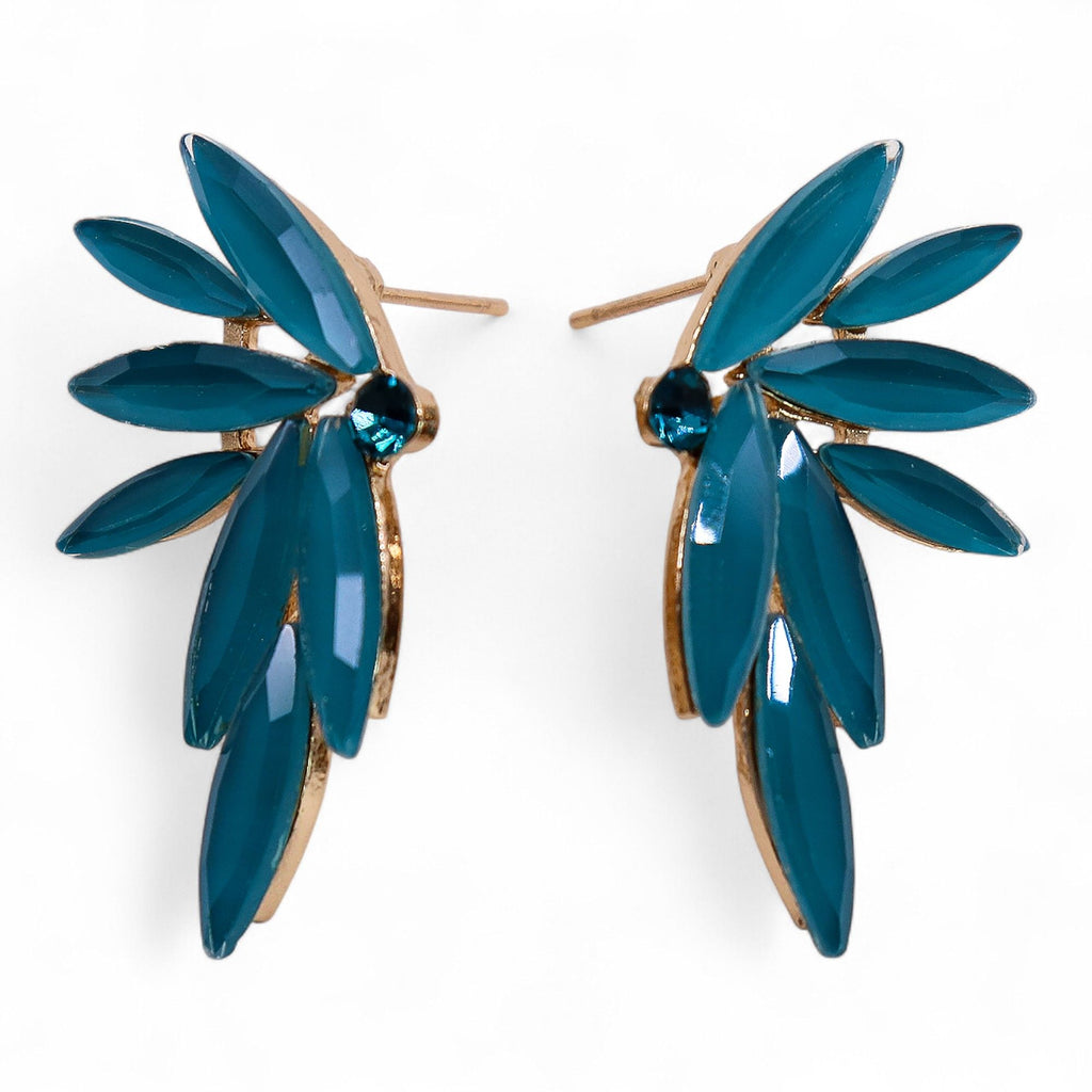 * Boucles d’oreilles fées en verre vintage vert sarcelle