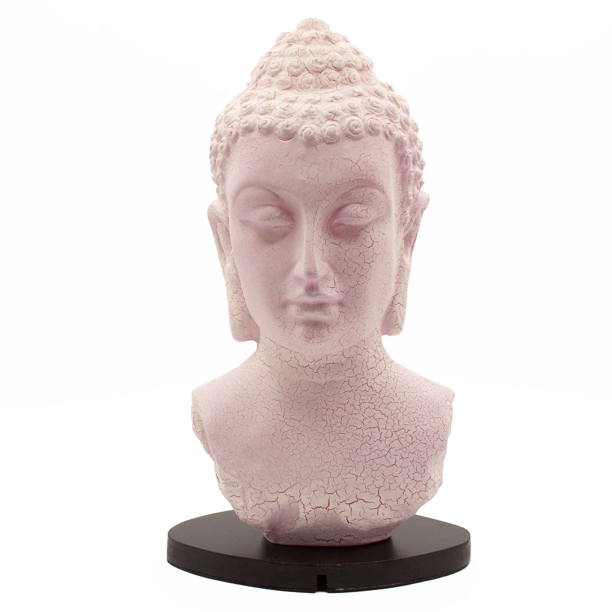 * Lampe buste de Bouddha – Finition cerise craquelée et socle ovale