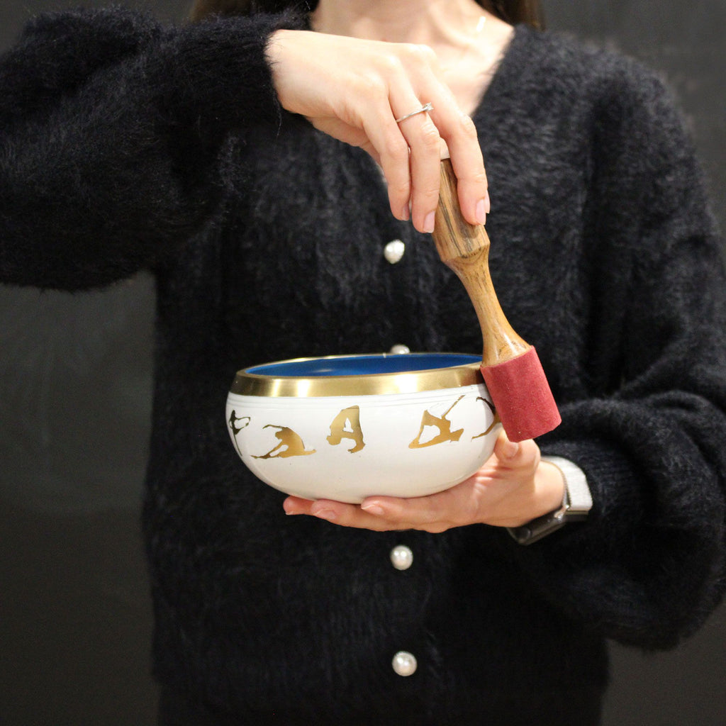 * Grand coffret de bol chantant noir aux phases lunaires, 14 cm