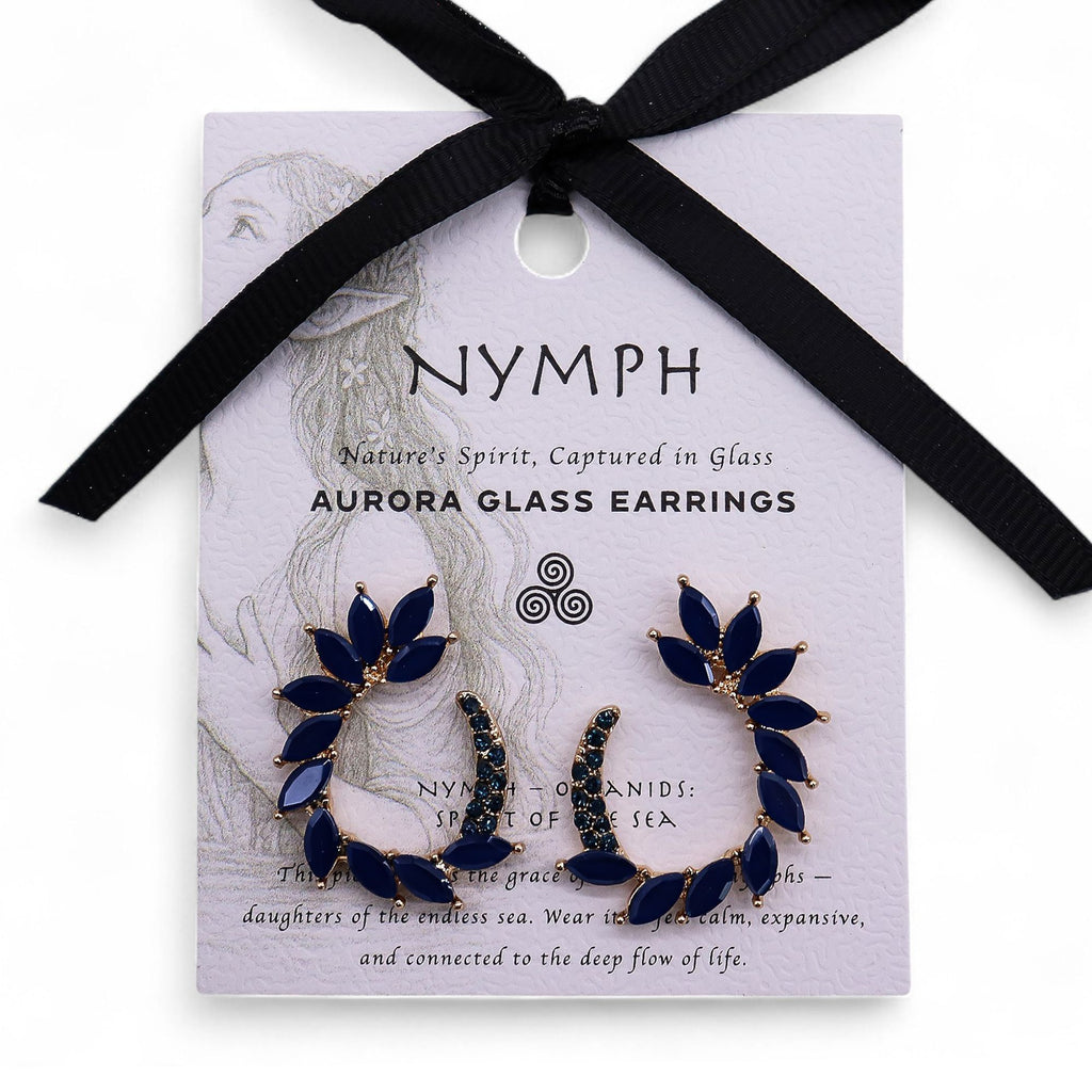 * Boucles d’oreilles créoles en verre vintage bleu royal