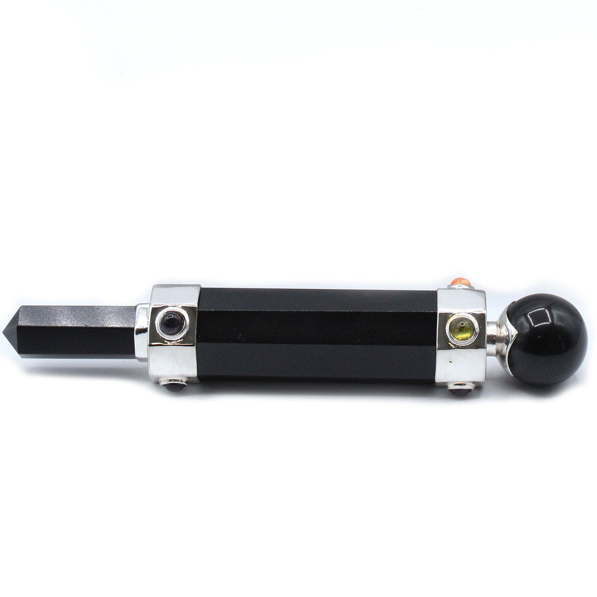 * Baguette énergétique hexagonale en agate noire – 12 cm
