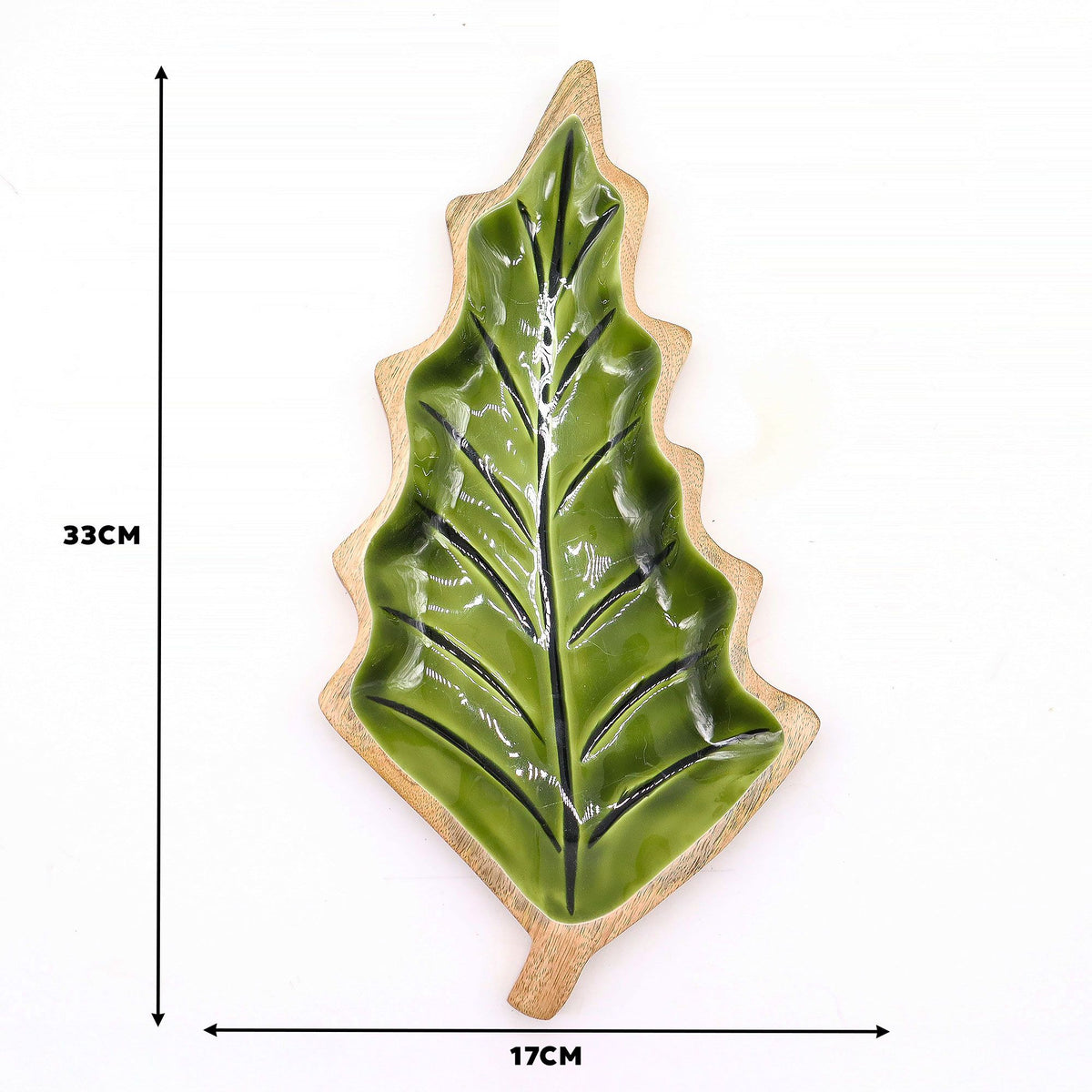 * Perdu dans la forêt – Bol en bois émaillé en forme de feuille – 33 × 17 cm