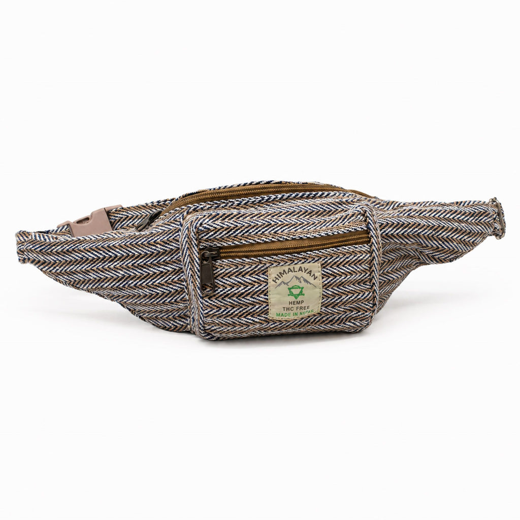 Sac Ceinture Style Chanvre & Coton — Bleu | Artisanal Népalais Éco-responsable