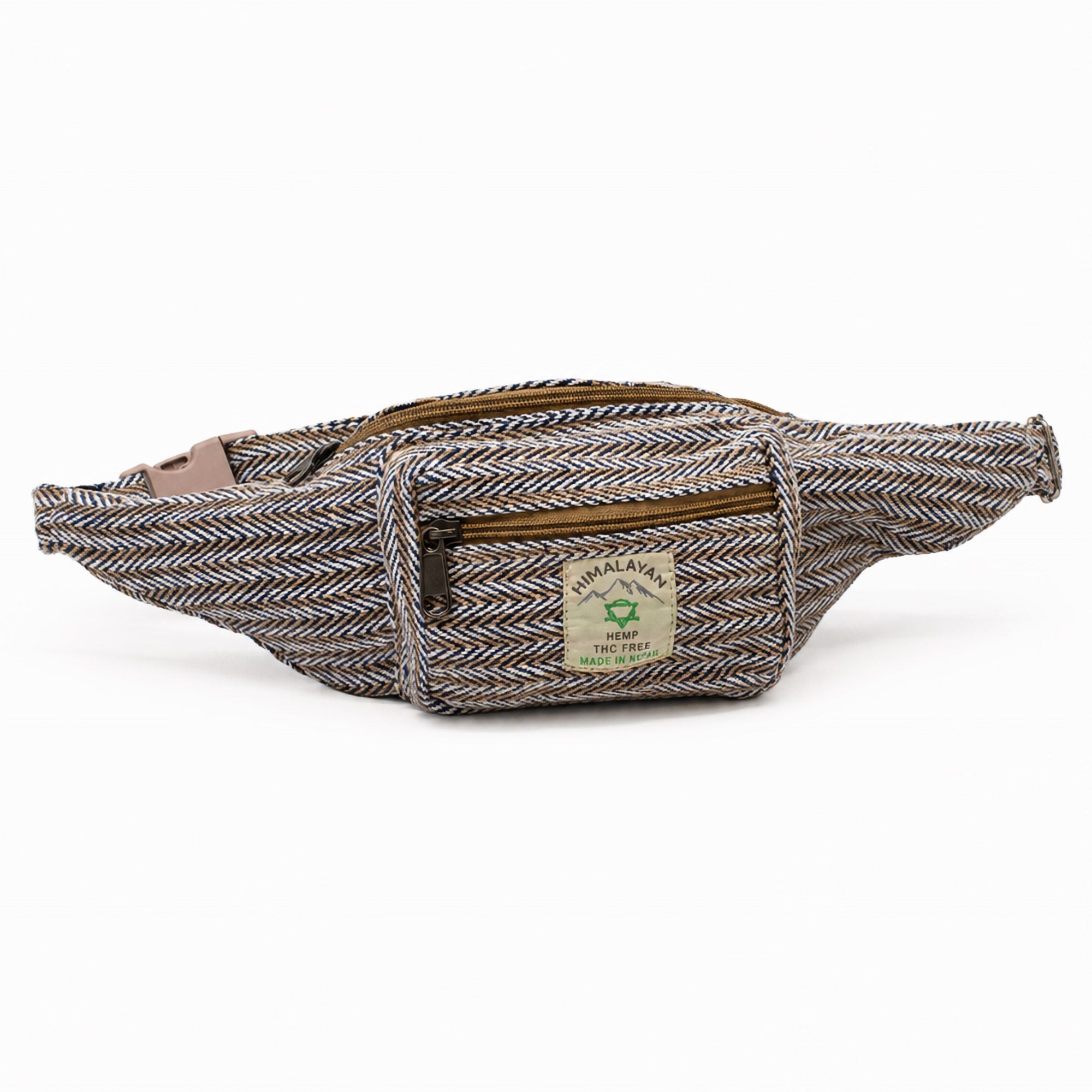 Sac Ceinture Style Chanvre & Coton — Bleu | Artisanal Népalais Éco-responsable