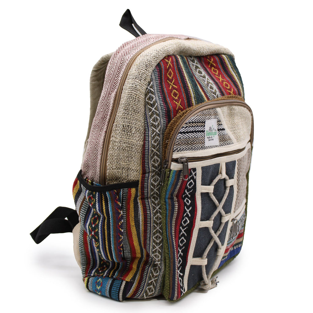 Grand Sac à Dos en Chanvre – Style Corde & Poches | Artisanal Népal
