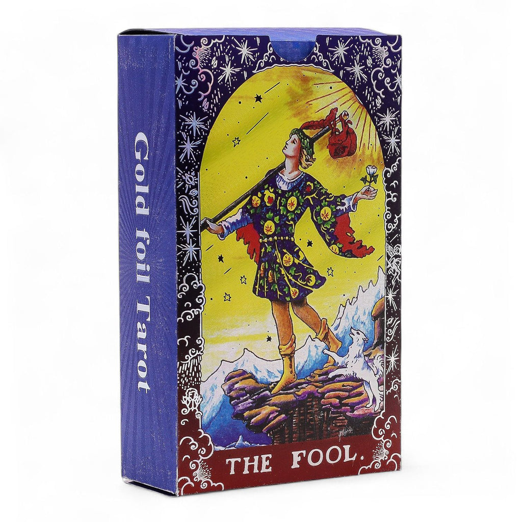 Jeu de Tarot Mandala Feuille d'Or Bleue – 78 Cartes PET avec Livret