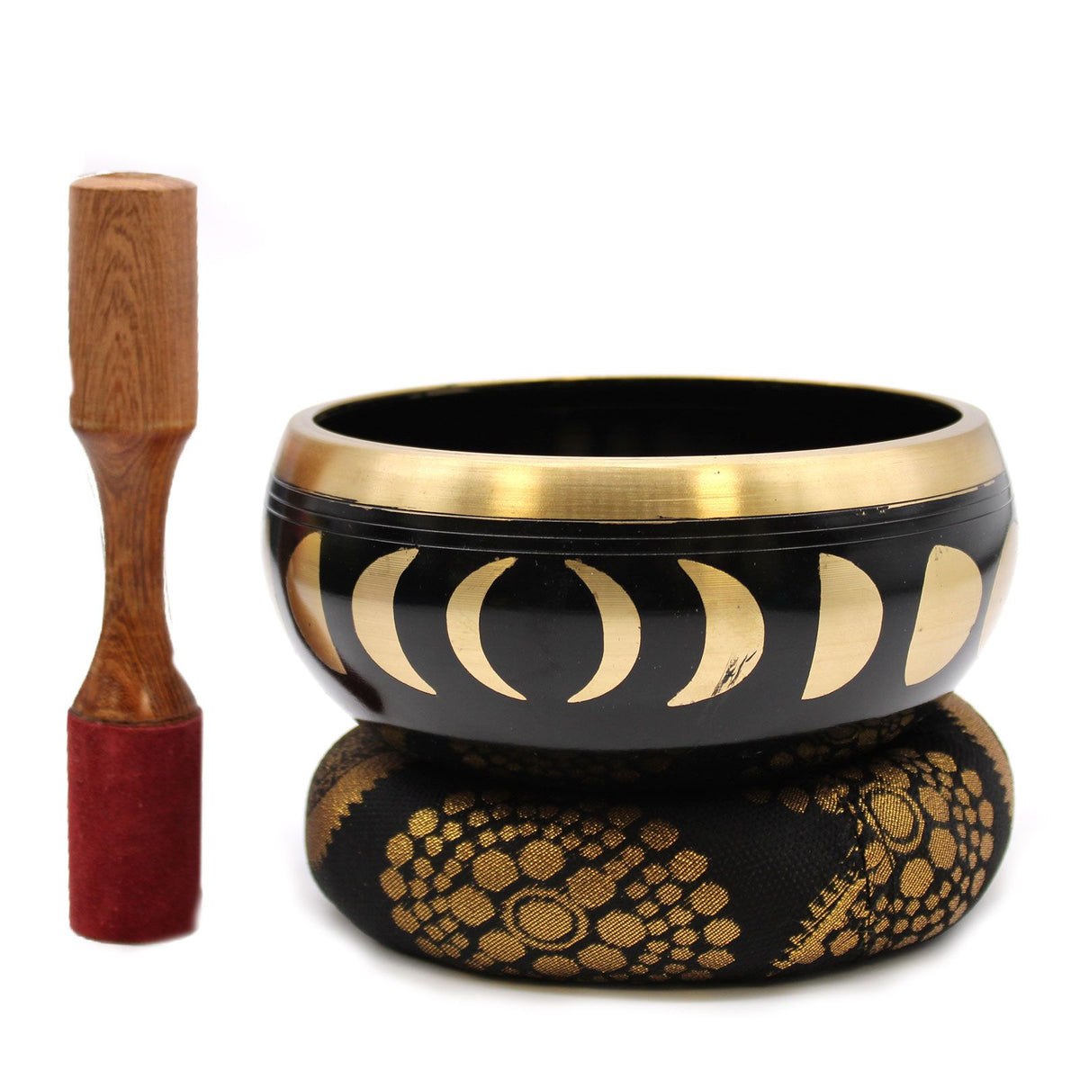 * Grand coffret de bol chantant noir aux phases lunaires, 14 cm