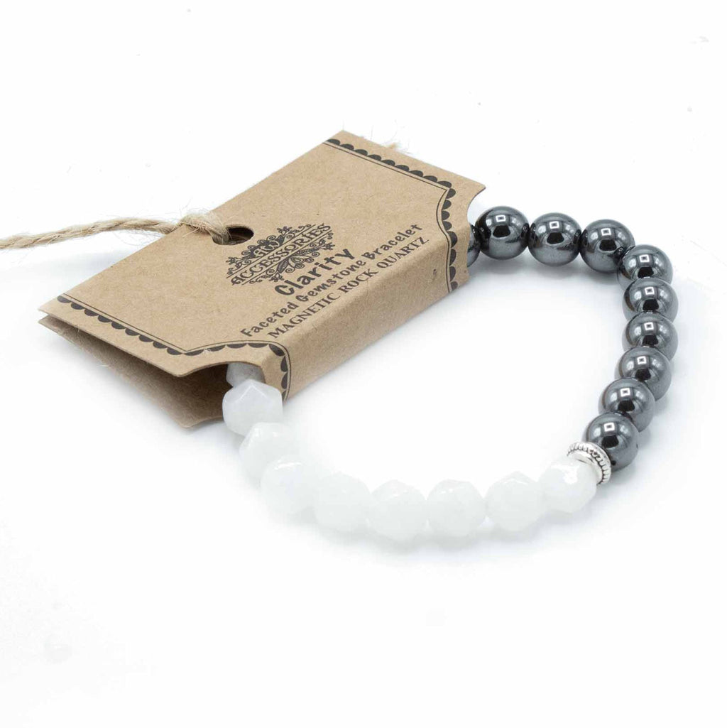 * Bracelet en pierres à facettes – Cristal de roche magnétique
