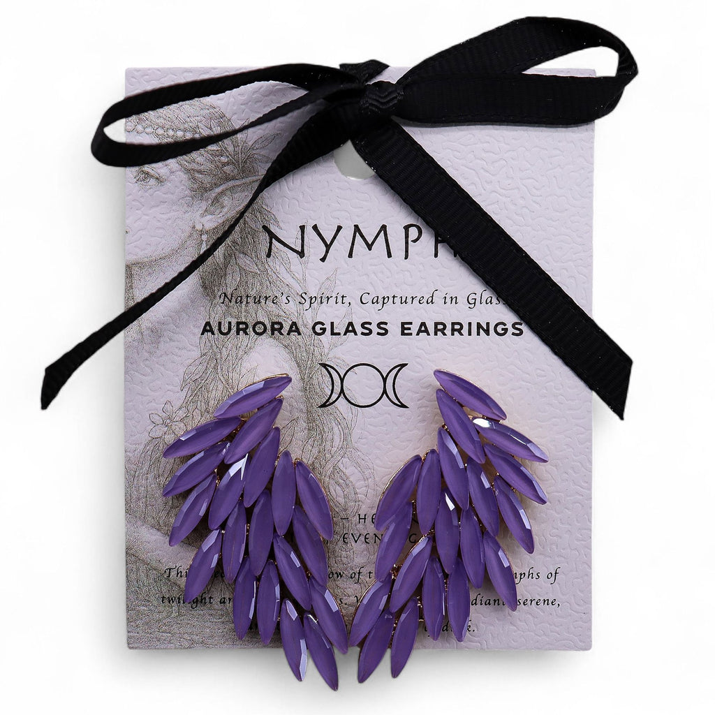 * Boucles d’oreilles ailes d’ange en verre vintage – Lavande