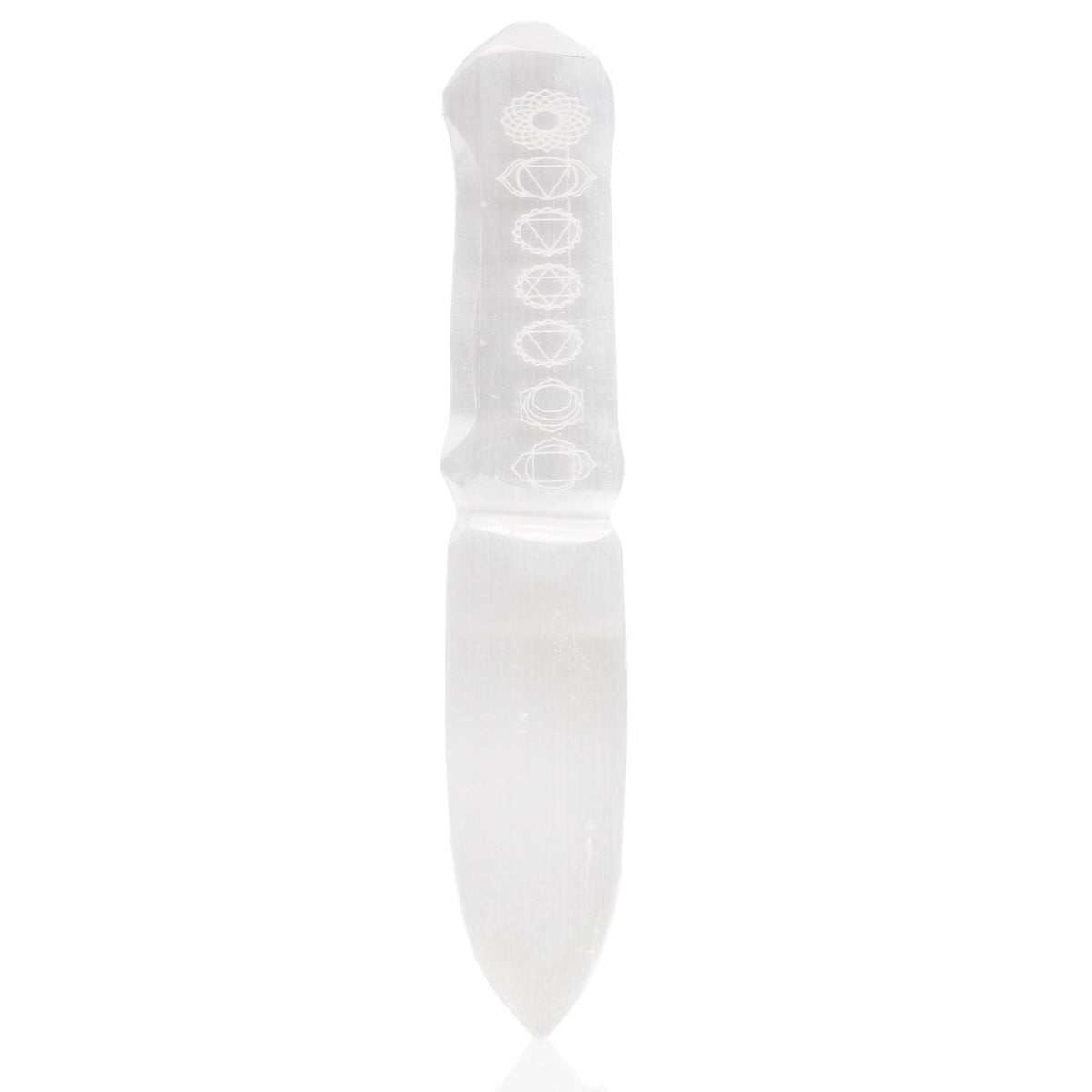 Couteau rituel en sélénite motif chakras
