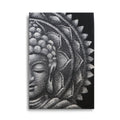* Tableau demi-visage de Bouddha gris et mandala, 60 × 80 cm