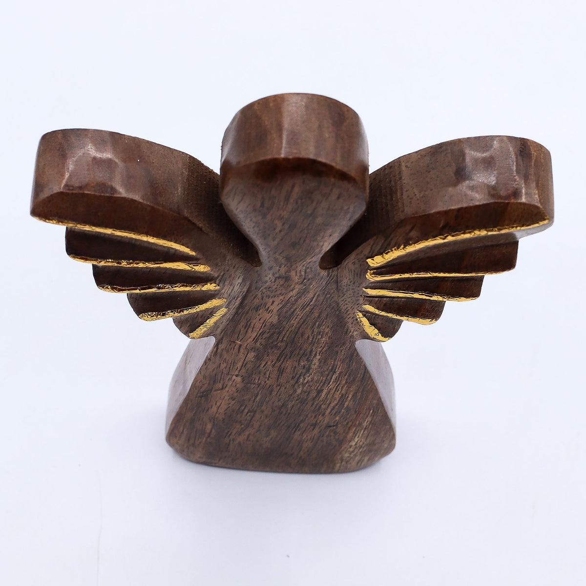 * Grand ange en bois de manguier 19 cm – Décor doré