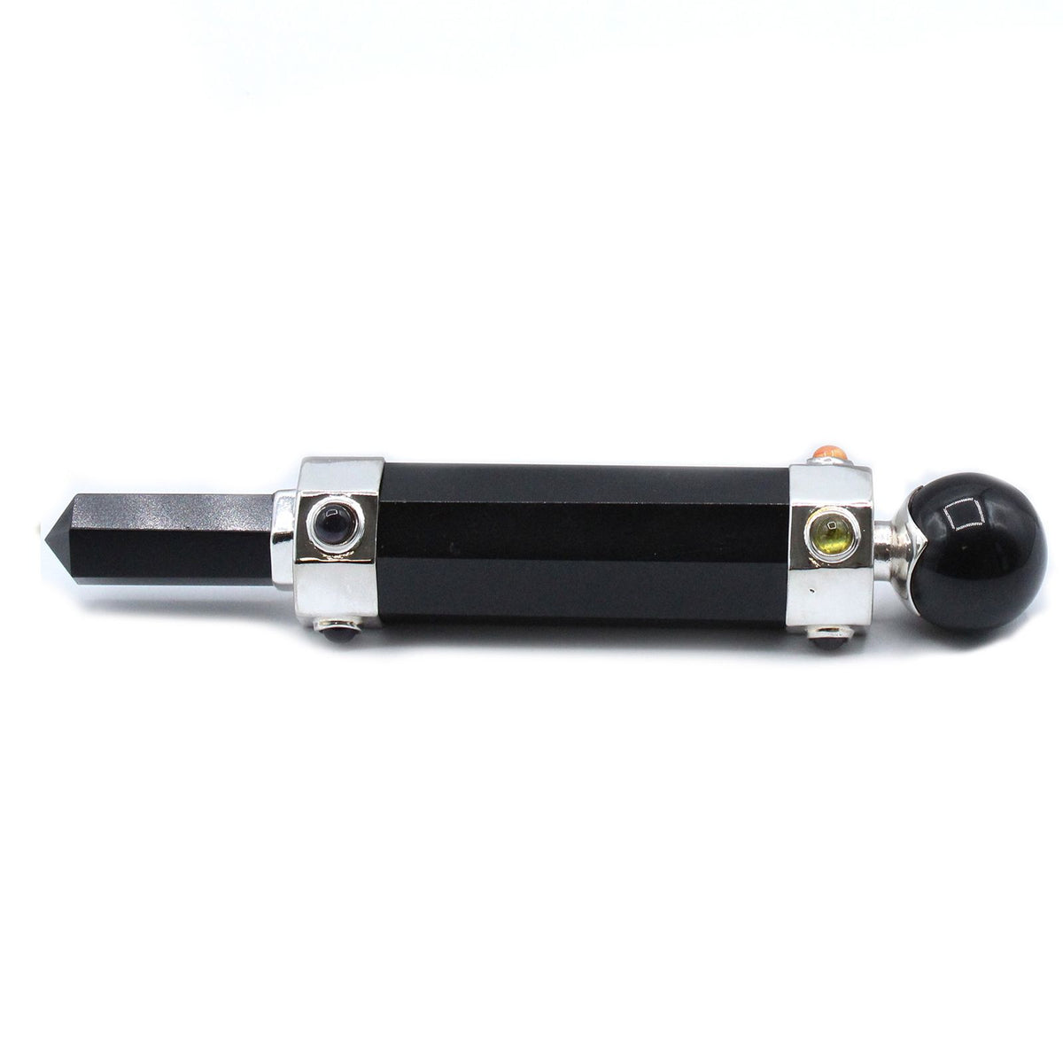 * Baguette énergétique hexagonale en agate noire – 12 cm
