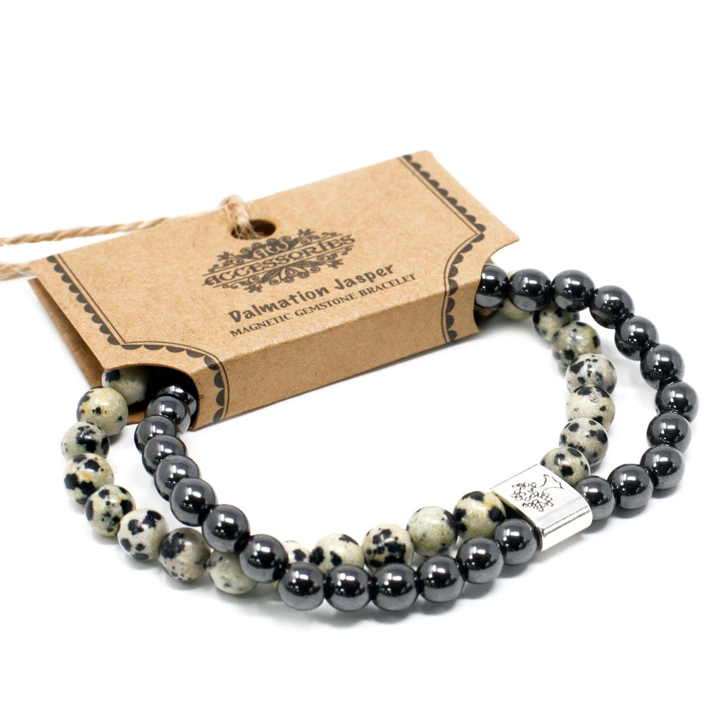 Bracelet Magnétique en Pierres Naturelles – Jaspe Dalmatien