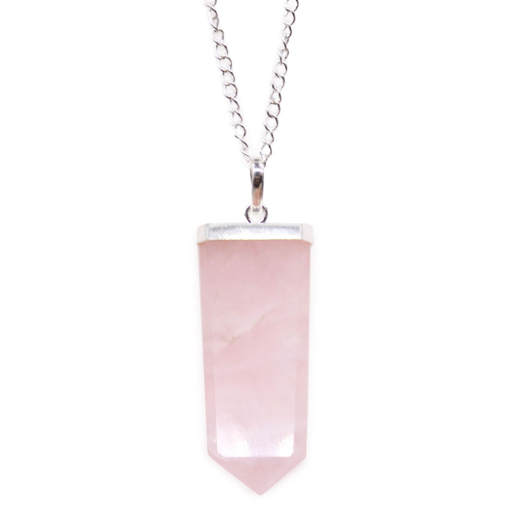Pendentif pointe plate en quartz rose