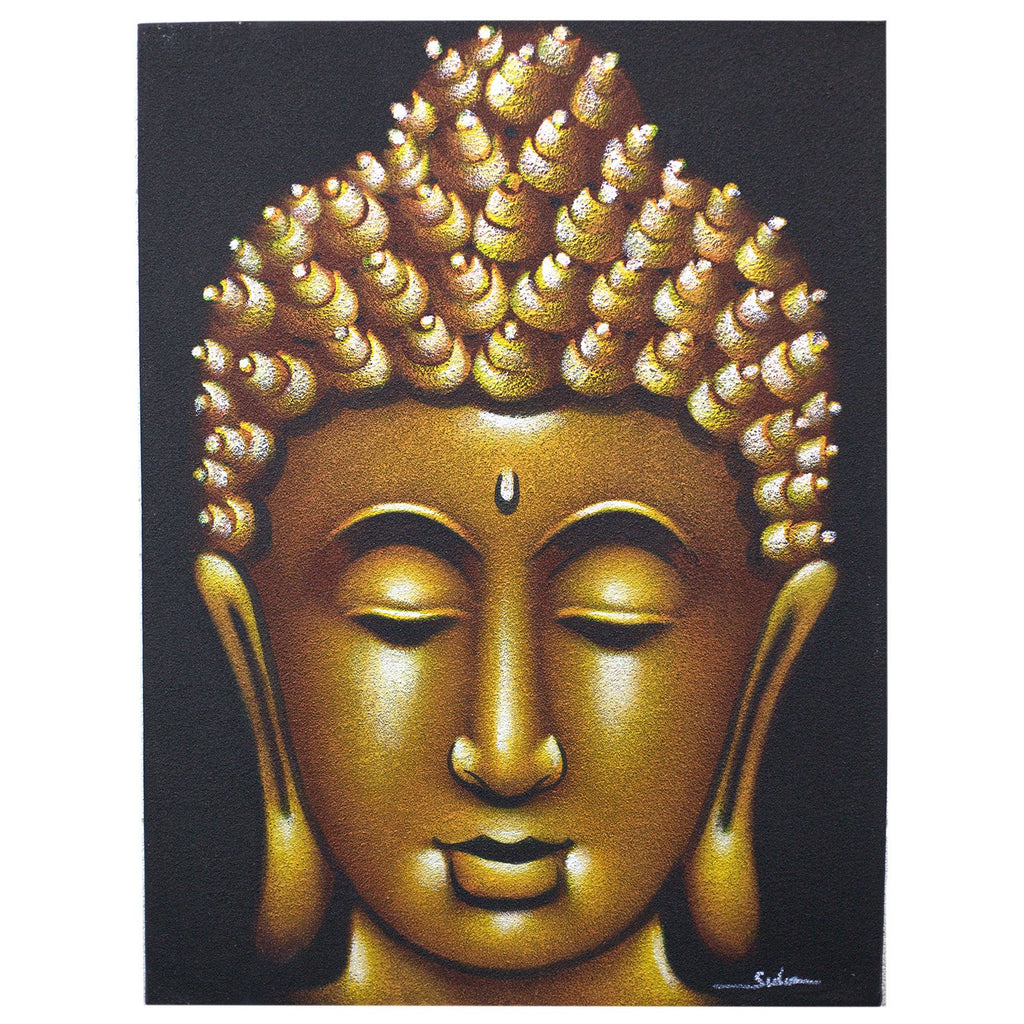 * Tableau Bouddha doré avec finition sablée, 60 × 80 cm