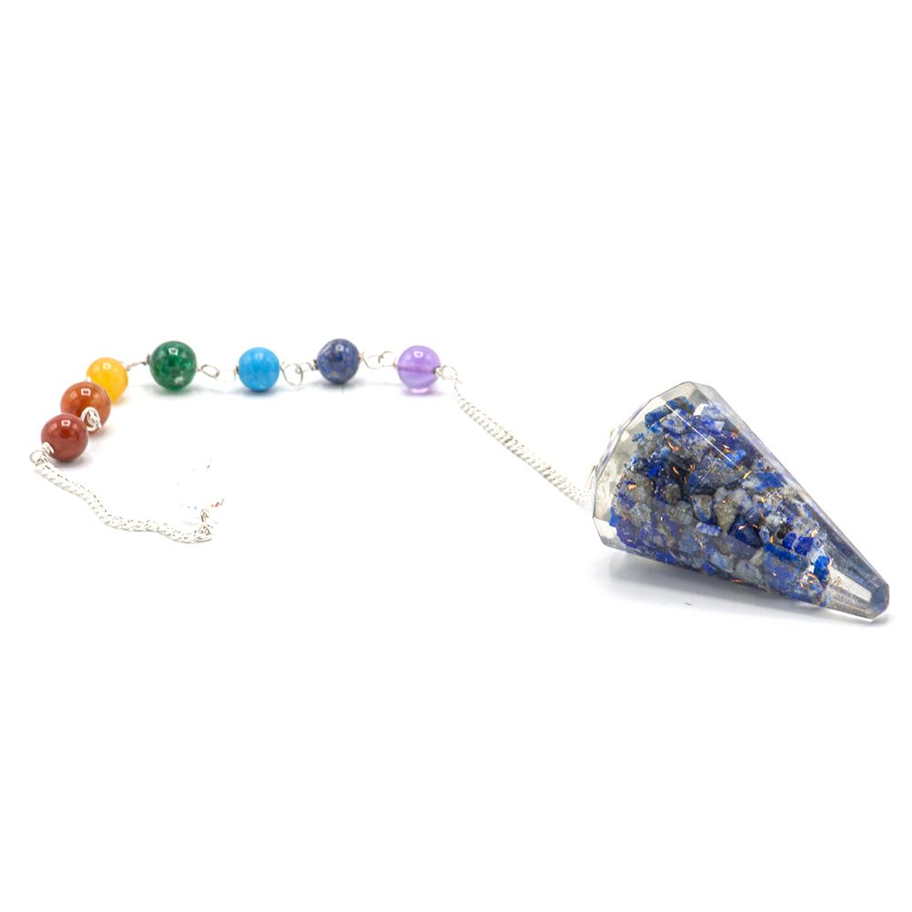 * Pendule chakra en orgonite avec lapis-lazuli