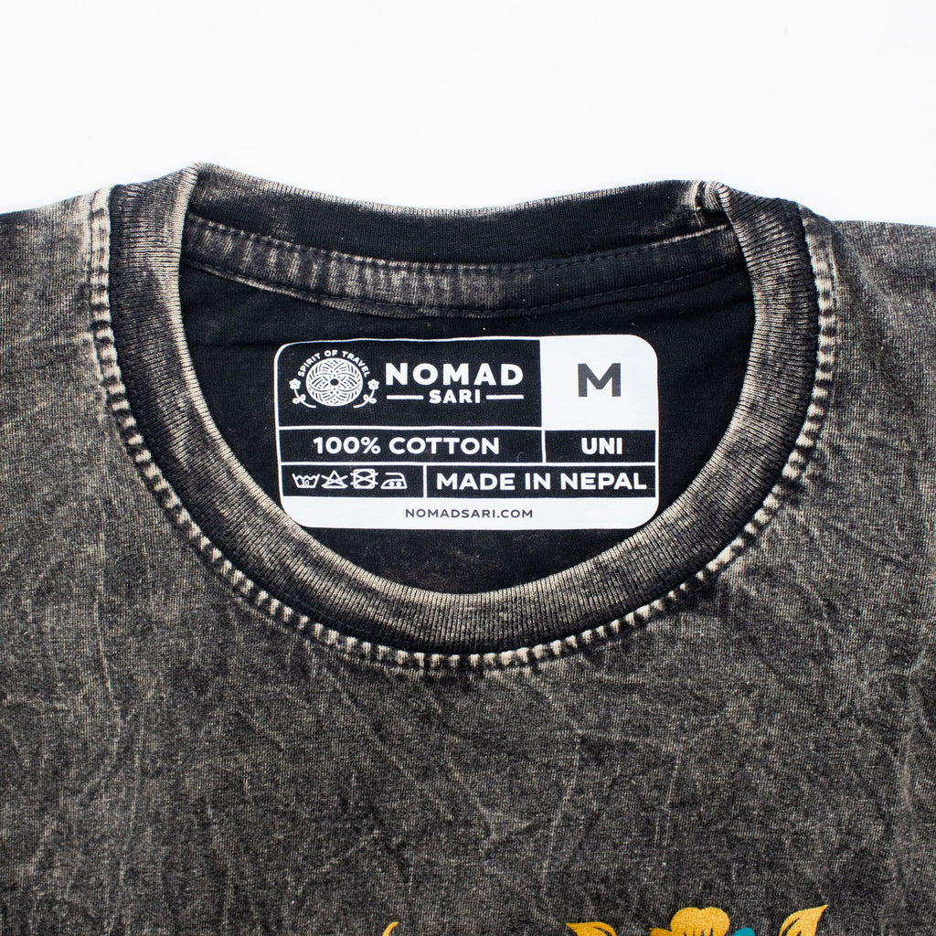 * T-Shirt en Coton Délavé Nomad Sari – Boussole de Vie – Anthracite – M