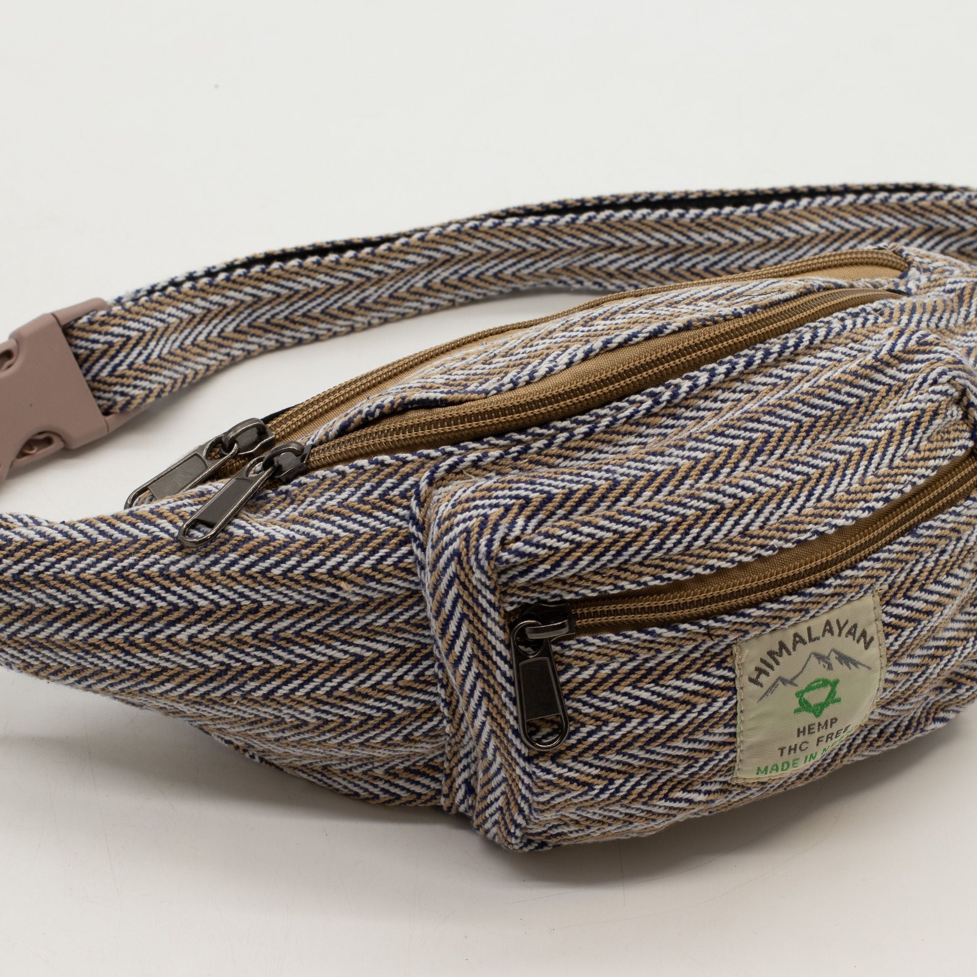 Sac Ceinture Style Chanvre & Coton — Bleu | Artisanal Népalais Éco-responsable