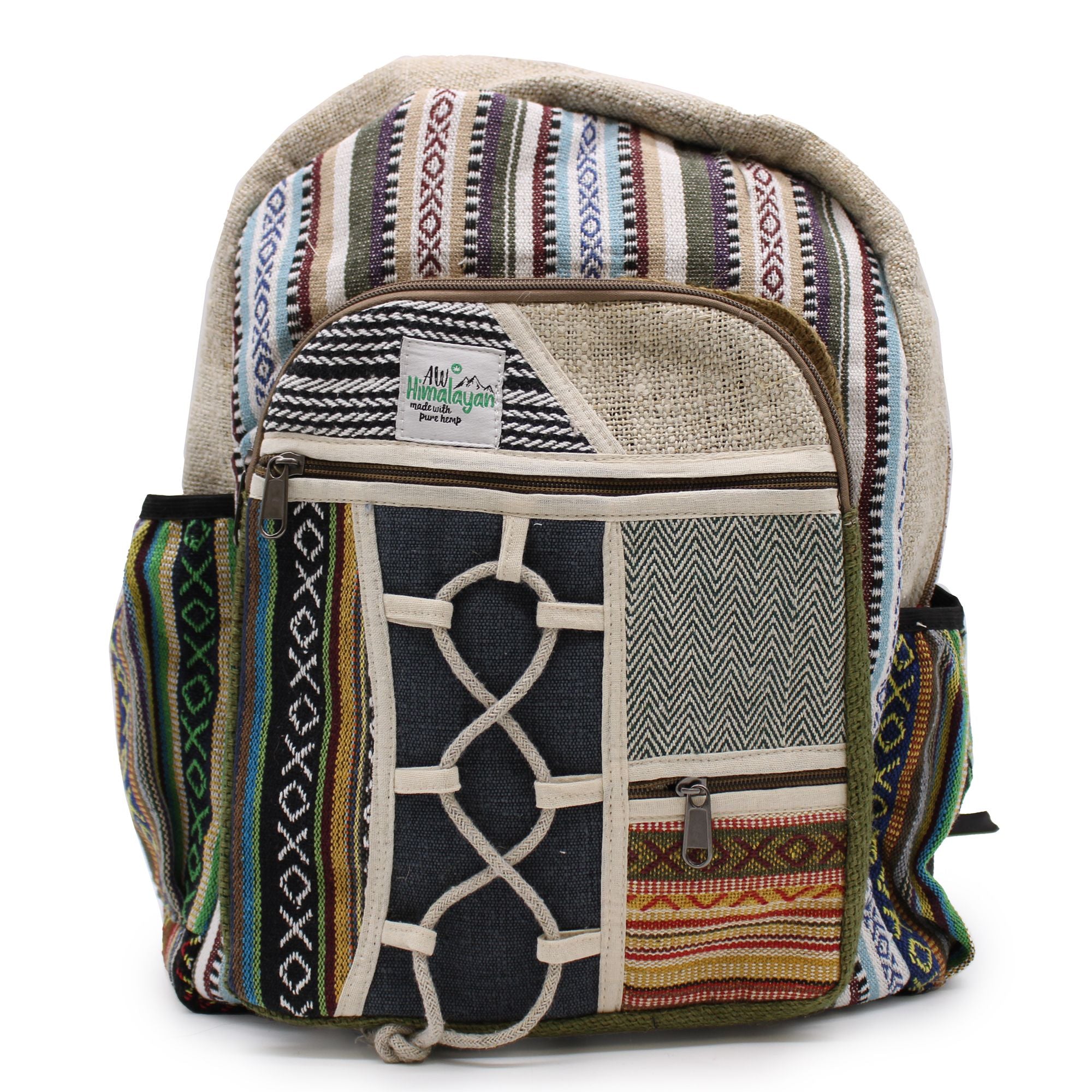Grand Sac à Dos en Chanvre – Style Corde & Poches | Artisanal Népal