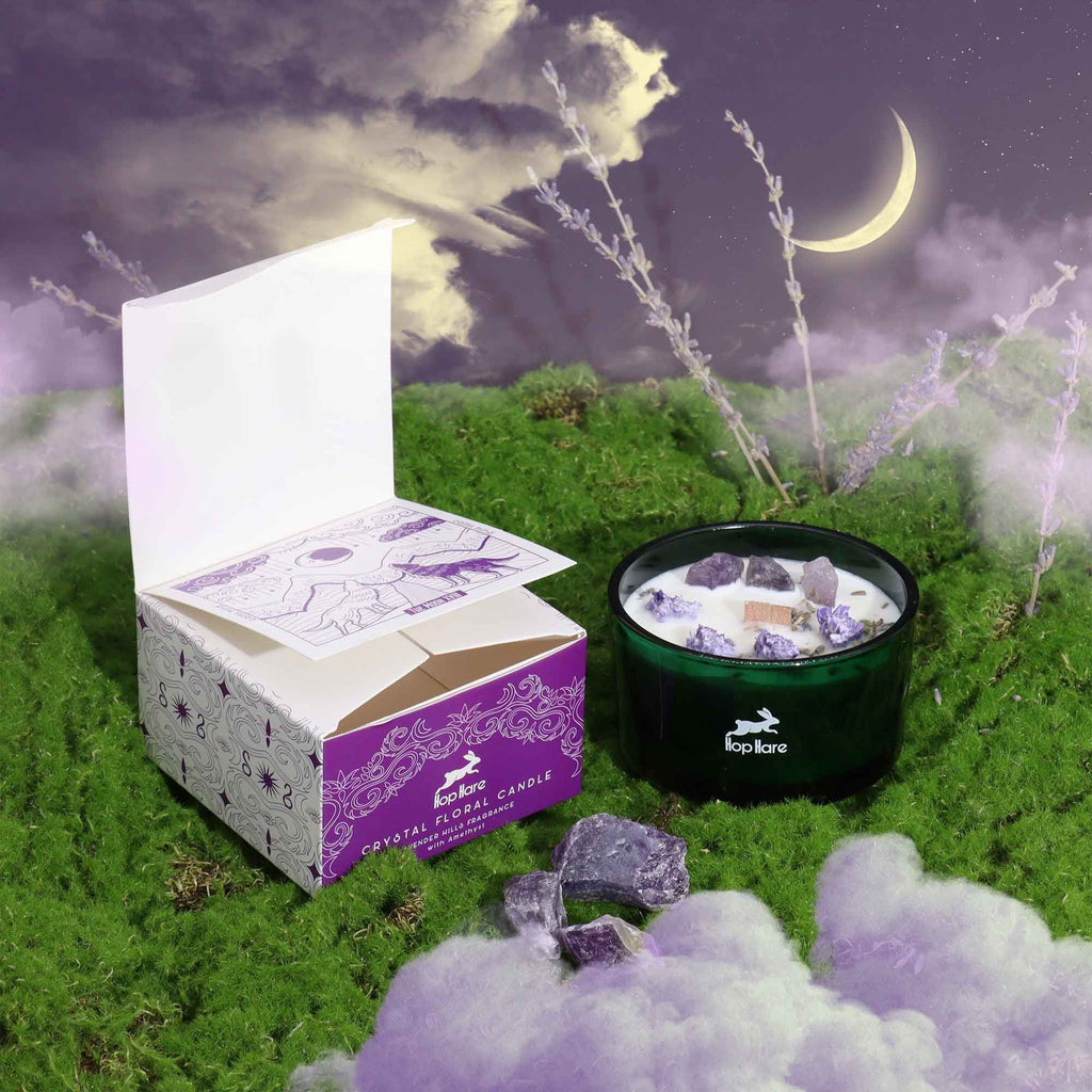 Bougie Magique aux Fleurs & Cristaux Hop Hare – La Lune