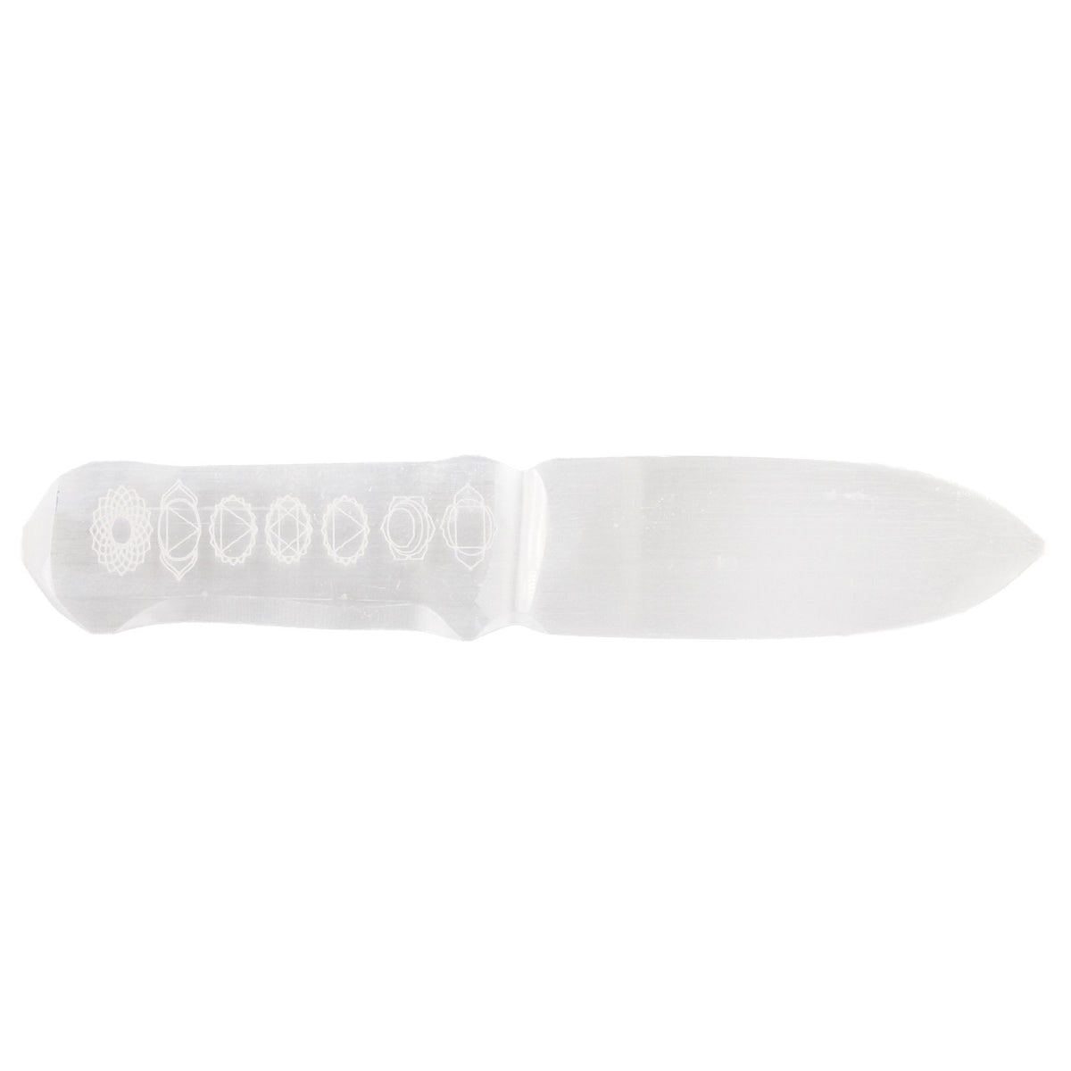 Couteau rituel en sélénite motif chakras
