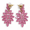 * Boucles d’oreilles longues pendantes en verre vintage rose pâle