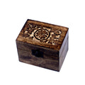 * Coffret d’aromathérapie en bois de manguier – Motifs floraux – 6 flacons