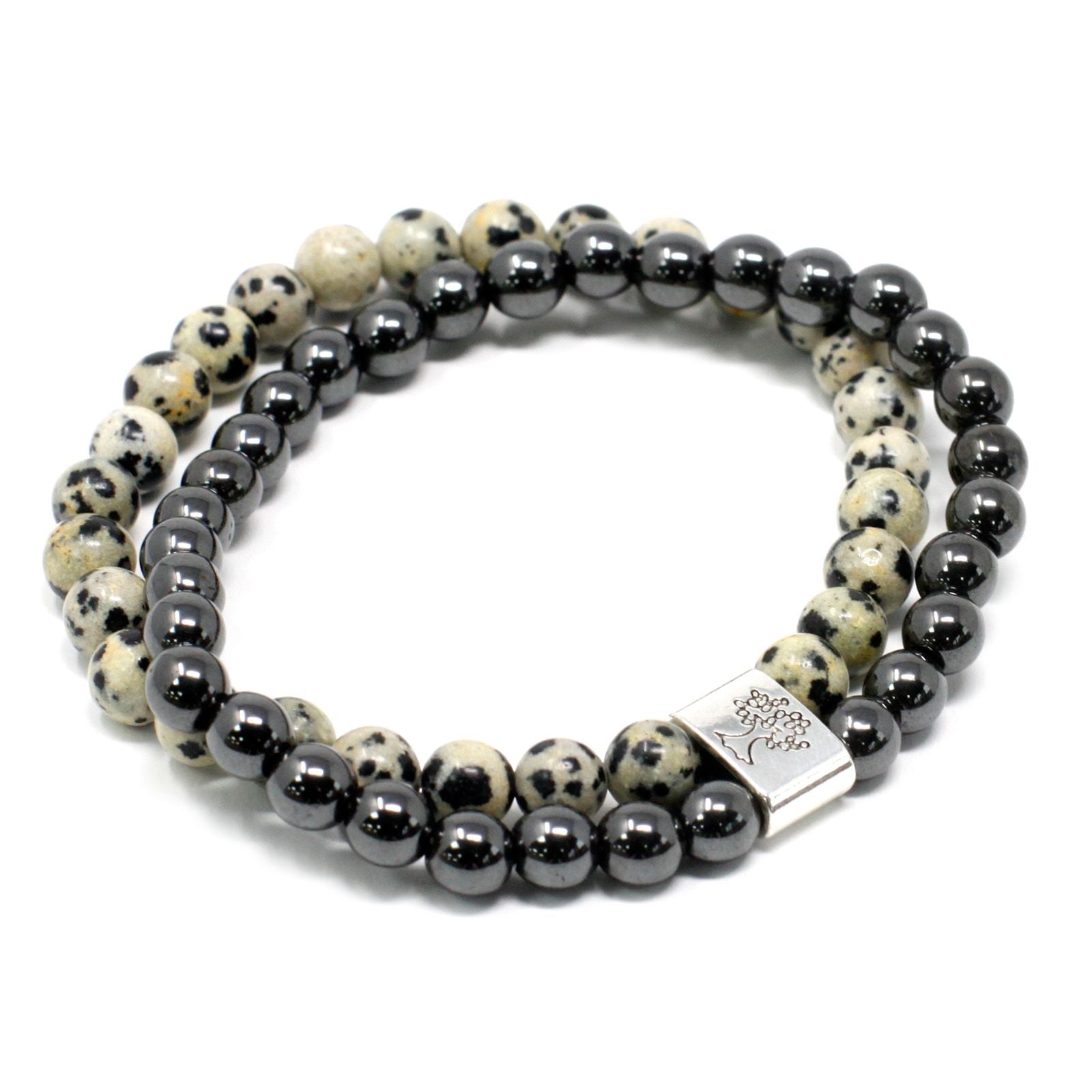 Bracelet Magnétique en Pierres Naturelles – Jaspe Dalmatien