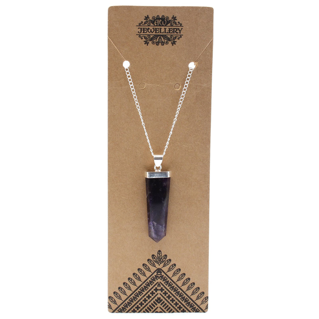 Pendentif plat en améthyste en forme de crayon