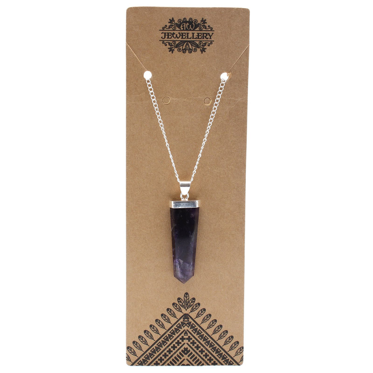 Pendentif plat en améthyste en forme de crayon