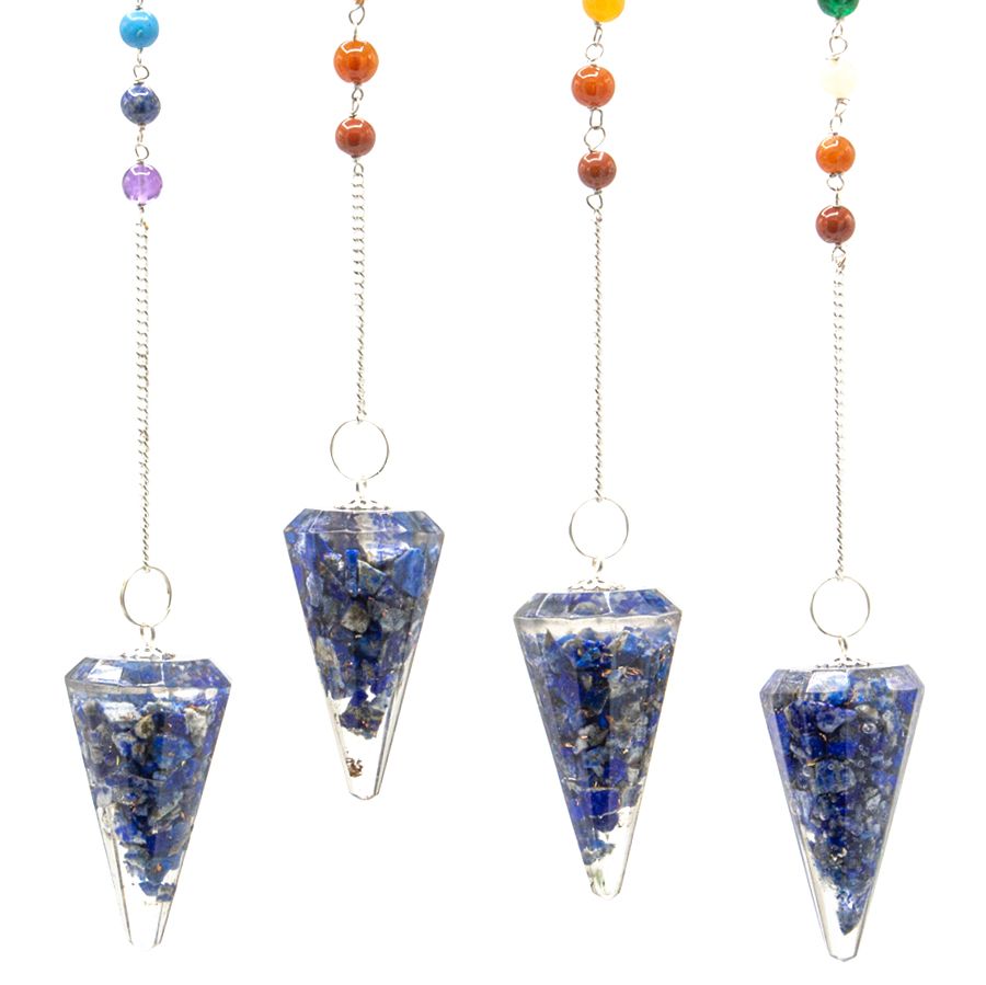 * Pendule chakra en orgonite avec lapis-lazuli
