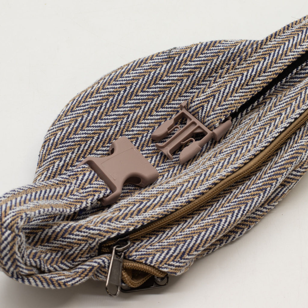 Sac Ceinture Style Chanvre & Coton — Bleu | Artisanal Népalais Éco-responsable