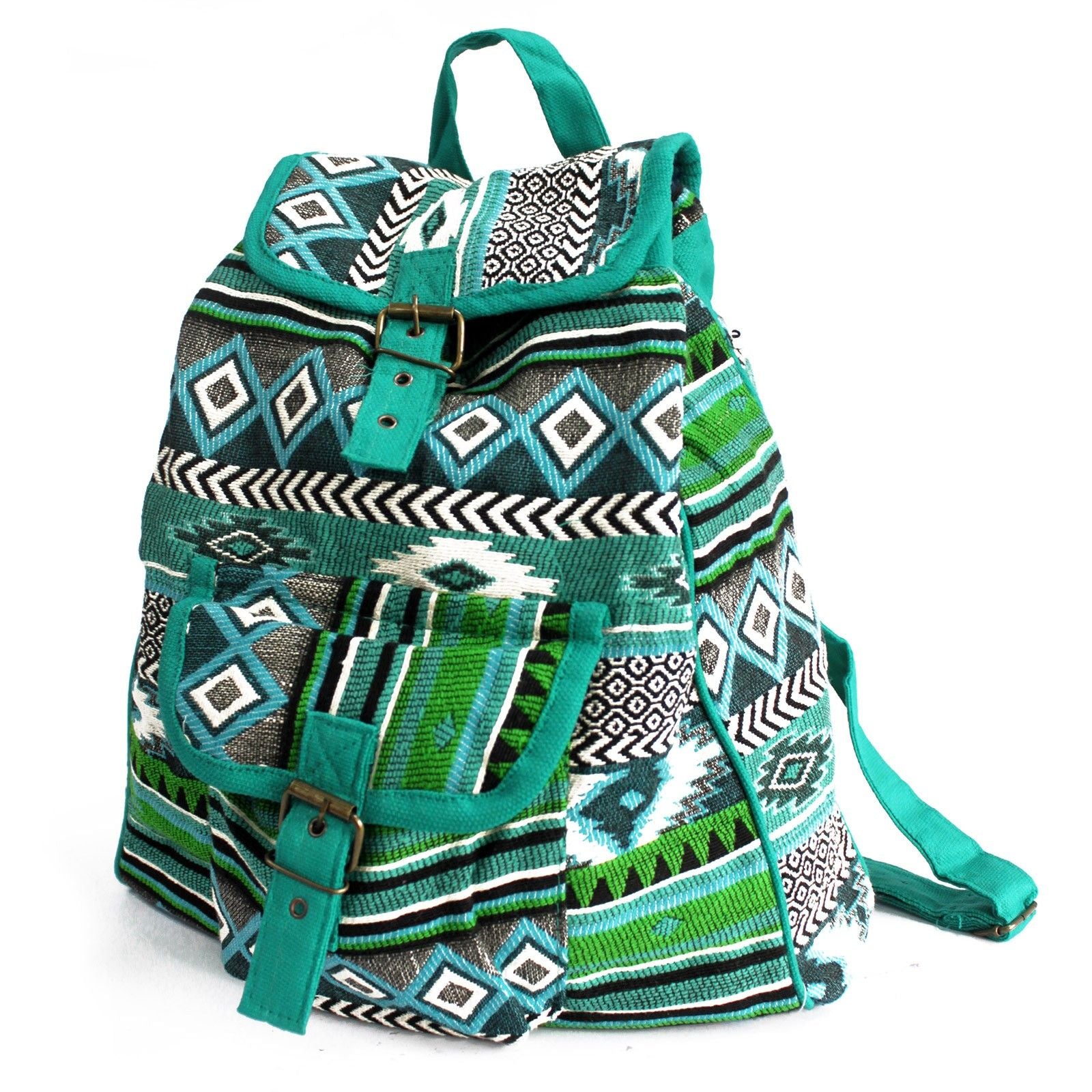 Sac à Dos Jacquard Ethnique – Coloris Teal | Style Népalais | Artisanal