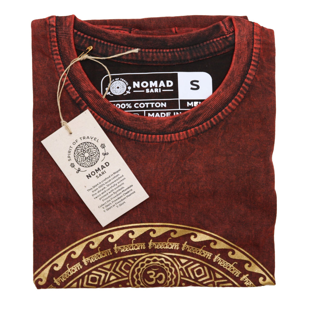* T-Shirt en Coton Délavé Nomad Sari – Chakra – Bordeaux – S