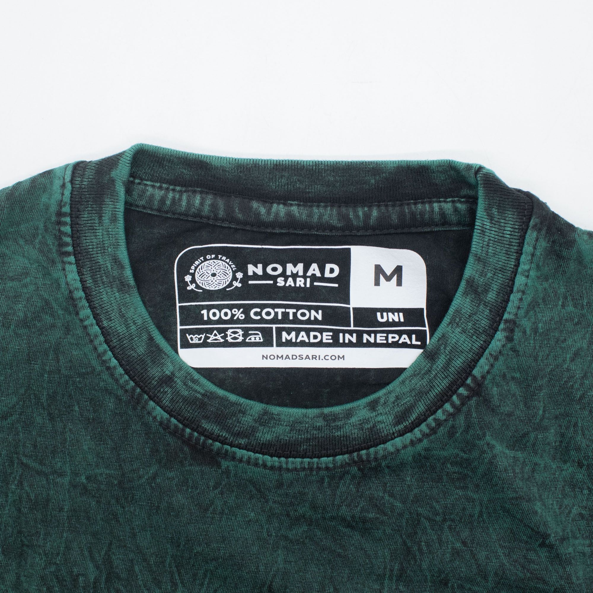 * T-Shirt en Coton Délavé Nomad Sari – Arbre de Vie – Vert – M