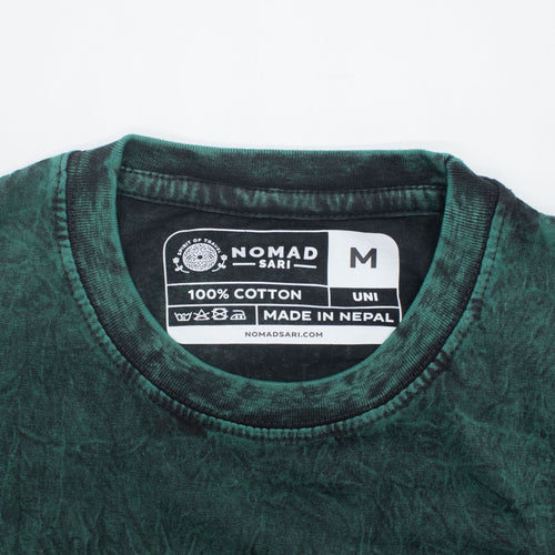 * T-Shirt en Coton Délavé Nomad Sari – Arbre de Vie – Vert – M